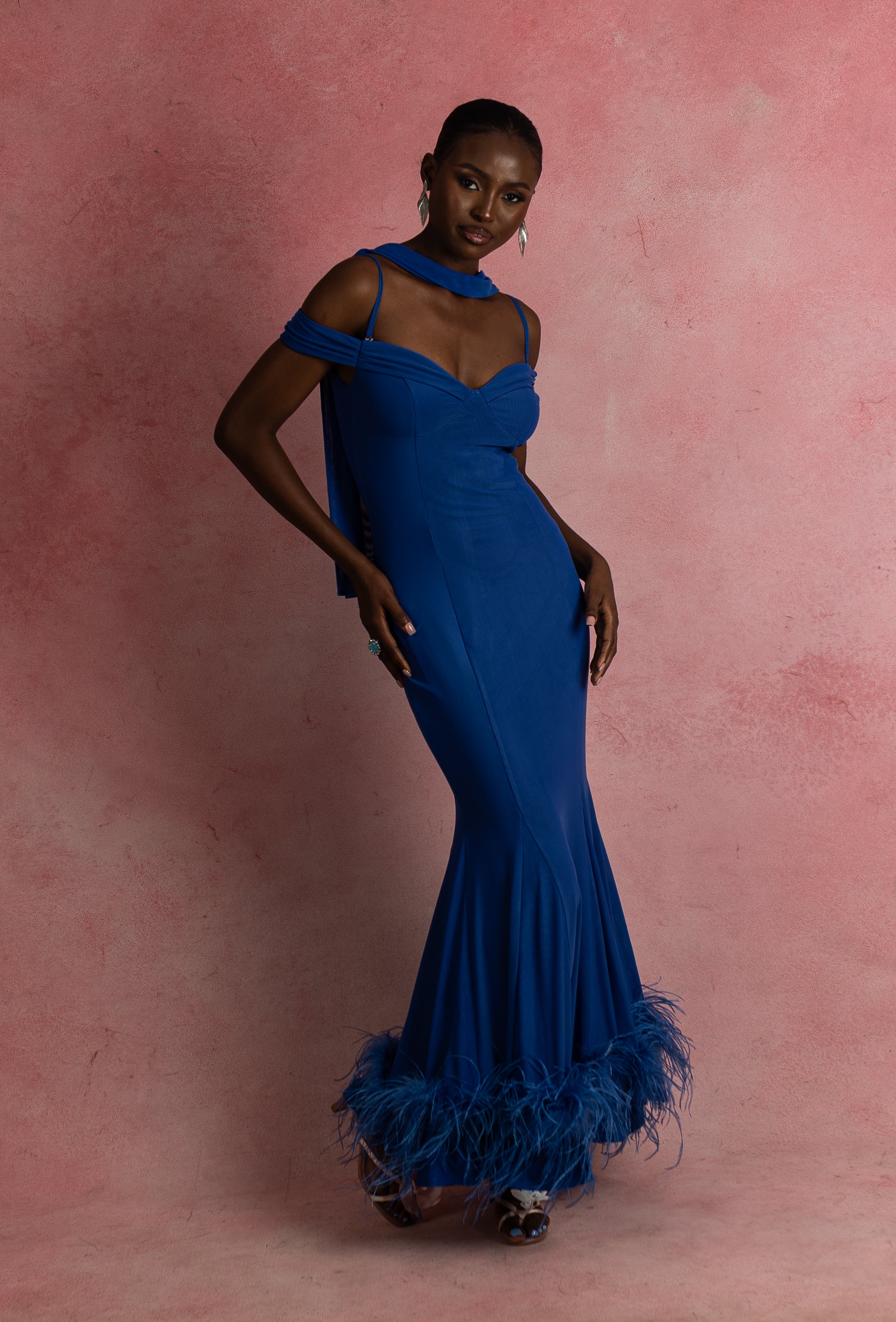 maxi feather dress RENEE Maxi feather dress
