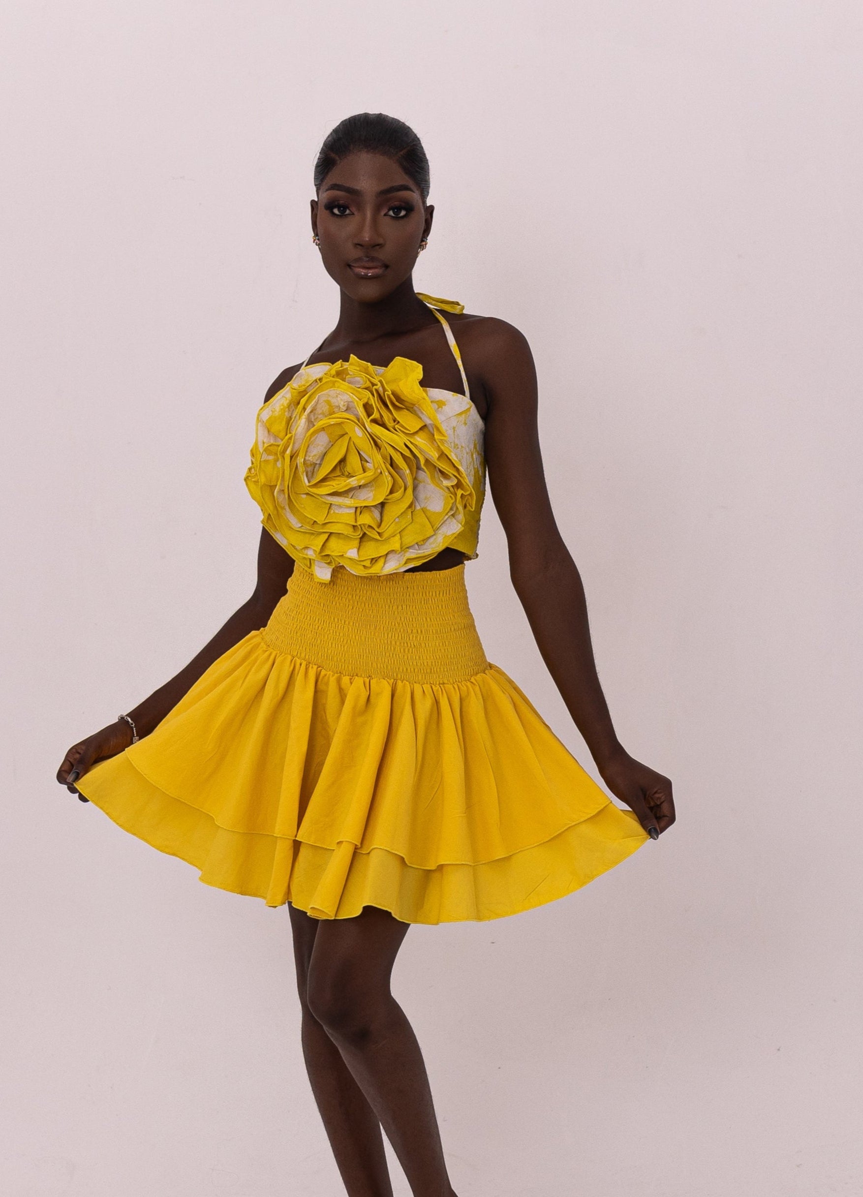 Vanessa Ruffle brocade Top